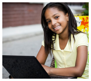 Girl with laptop computer